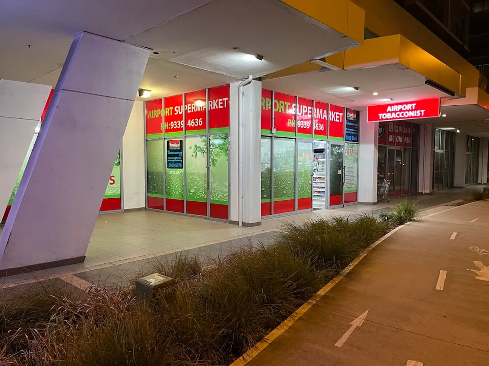 Airport Supermarket storefront on O'Riordan Street, Mascot